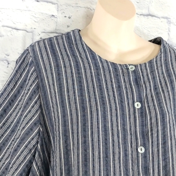 Appleseed's Top Short Sleeve Seersucker Button Down Sz 2X - Picture 2 of 4